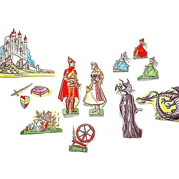 Walt Disney & Aldon Sleeping Beauty 3D Plastic Cutouts Vintage HTF Collectible - Picture 1 of 2